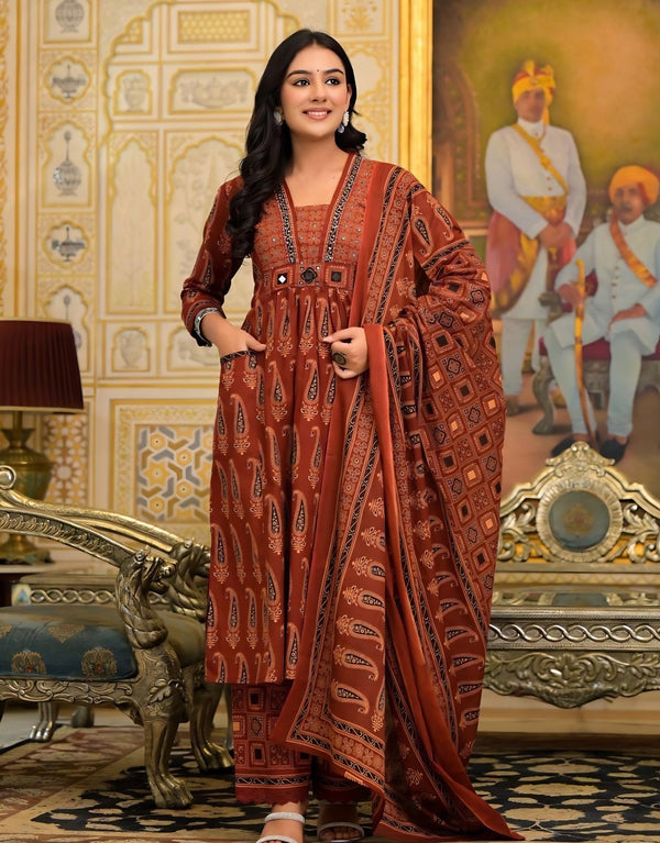 The Ajrak Print Luxe Kurti Set