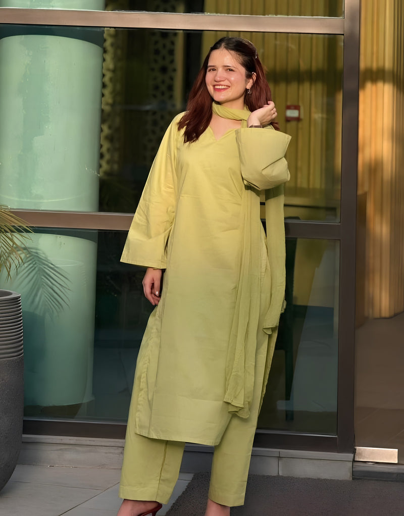 Pista Green Farshi Cotton kurta Set