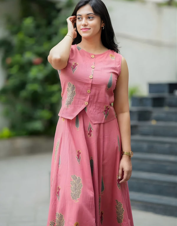 Rosy Blush top with skirt set