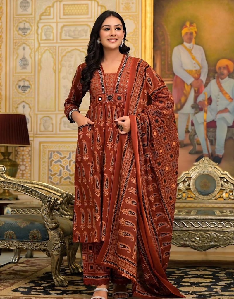 The Ajrak Print Luxe Kurti Set