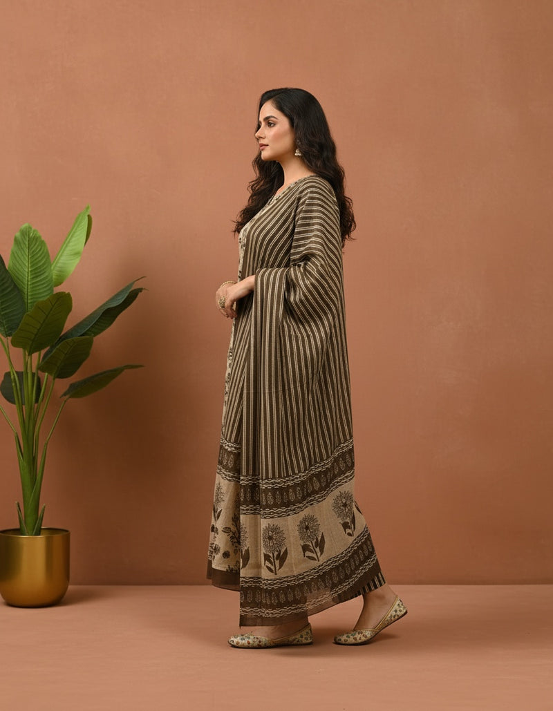 Poorvi's Brown Cotton Kurta Set
