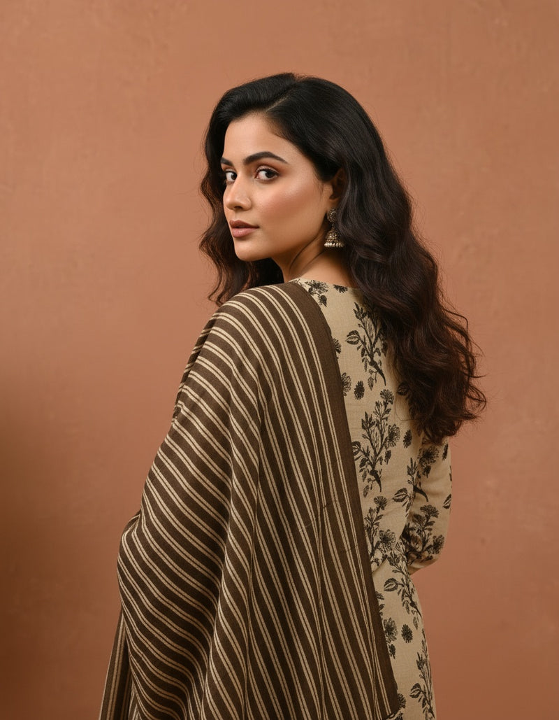 Poorvi's Brown Cotton Kurta Set