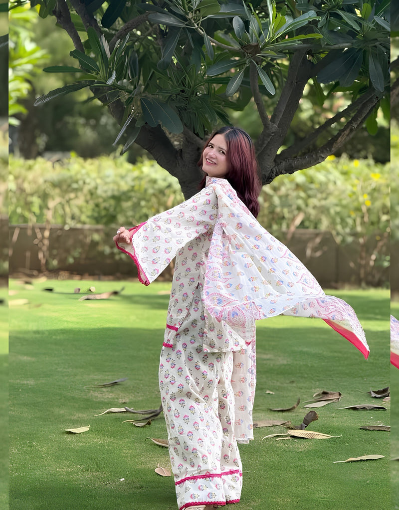 Gulnaar Handblock Farshi  kurta set