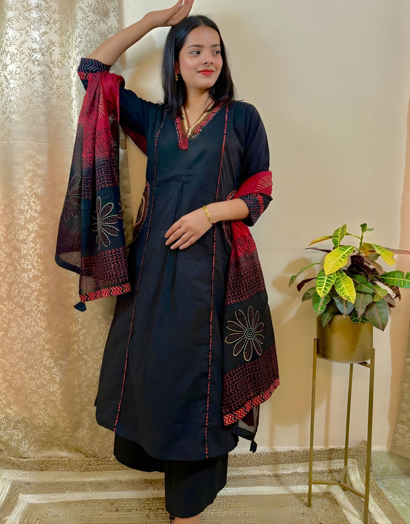 Marwari Black Kurta Set