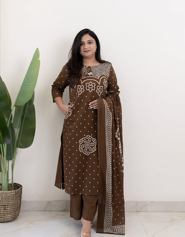 Mocha Noor Embellished Suit Set