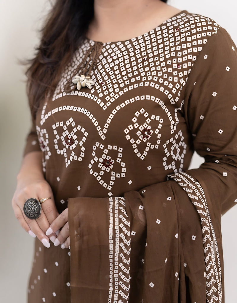 Mocha Noor Embellished Suit Set