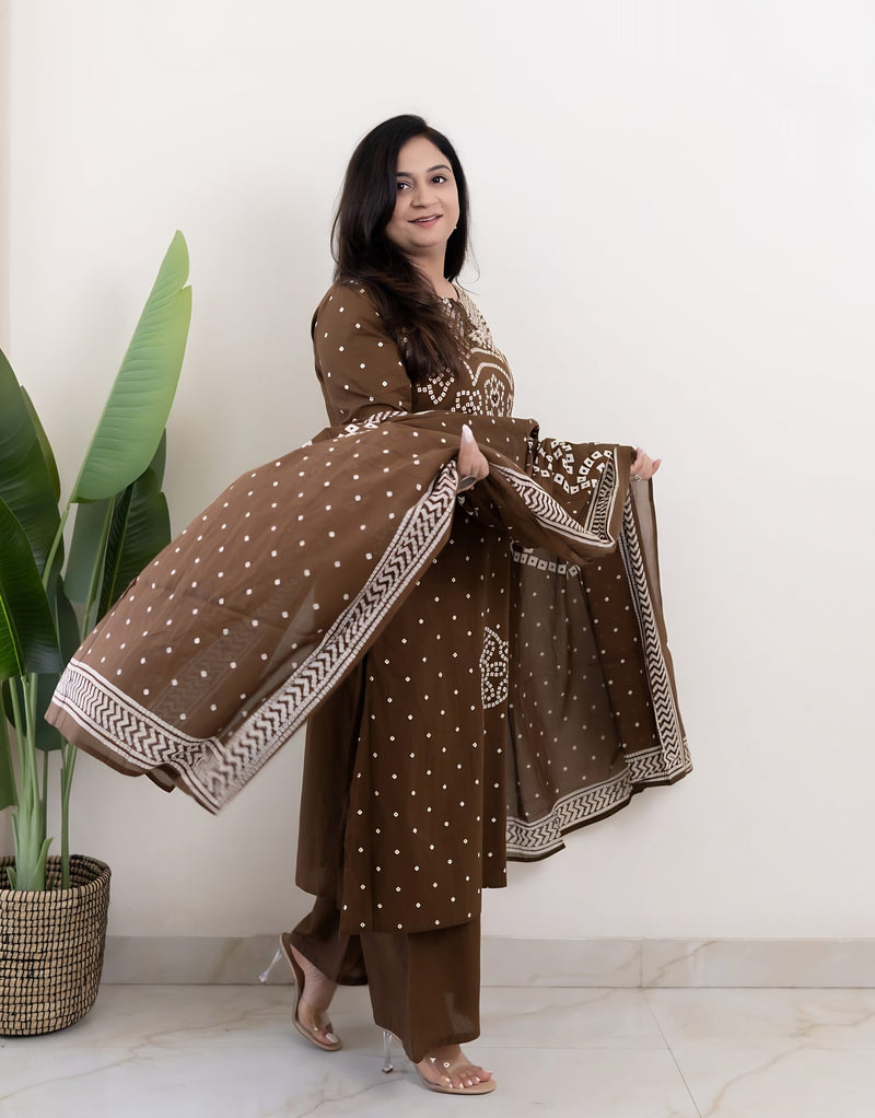 Mocha Noor Embellished Suit Set