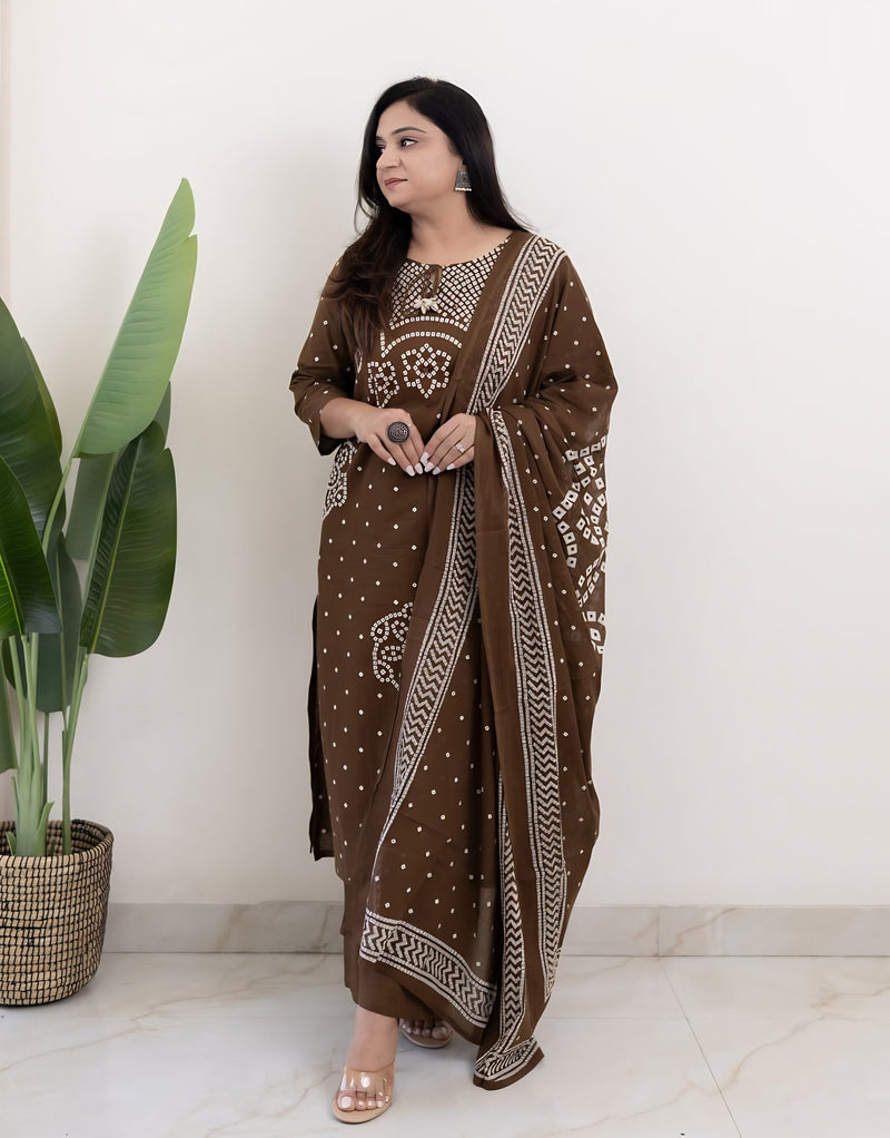 Mocha Noor Embellished Suit Set
