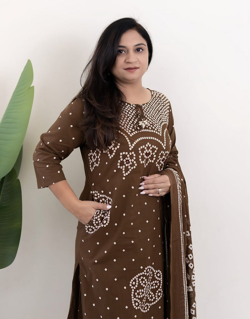Mocha Noor Embellished Suit Set