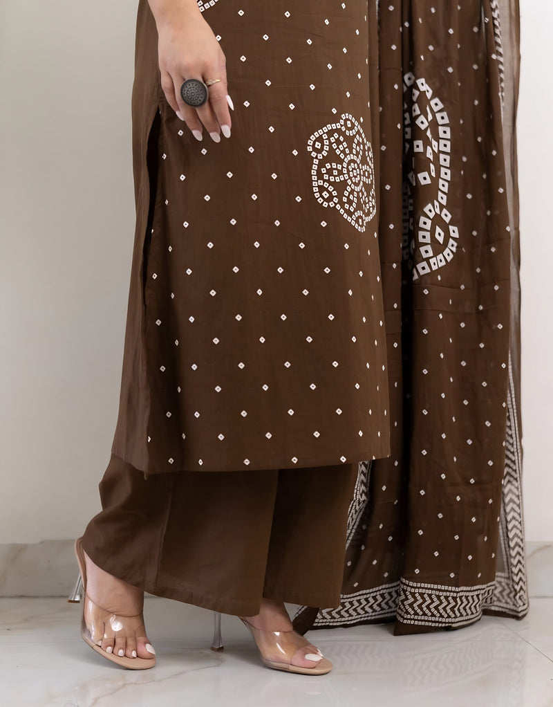 Mocha Noor Embellished Suit Set