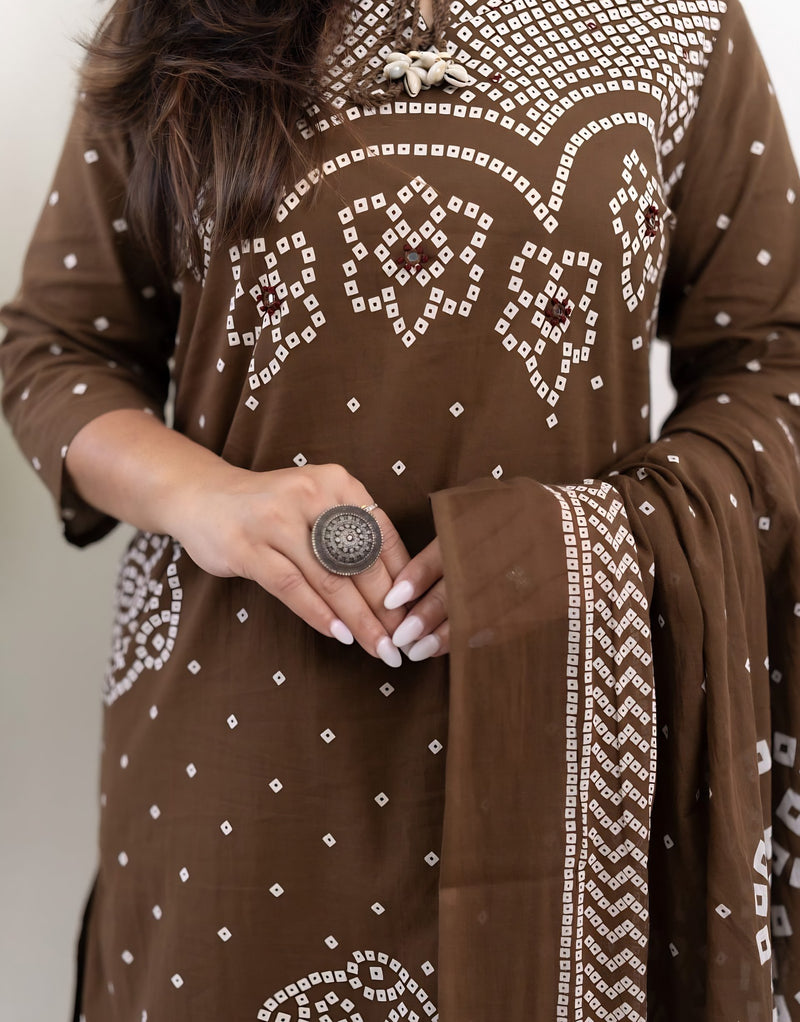 Mocha Noor Embellished Suit Set