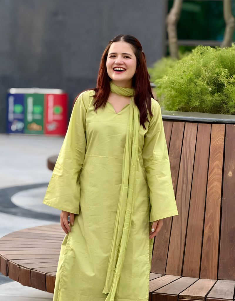 Pista Green Farshi Cotton kurta Set