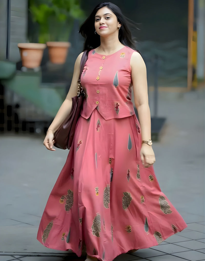 Rosy Blush top with skirt set