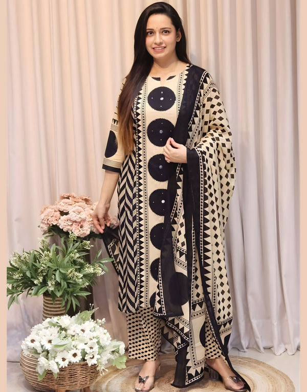 Vedika's Polka Black Kurta Set