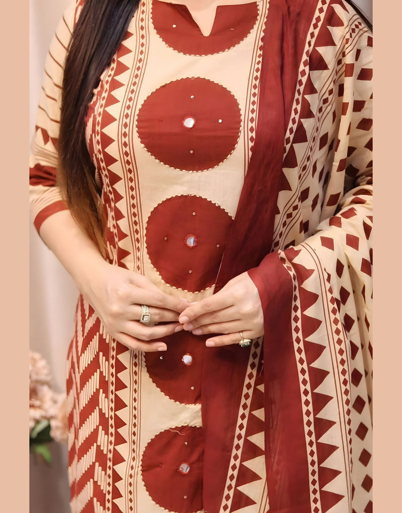 Vedika's Polka Maroon Kurta Set